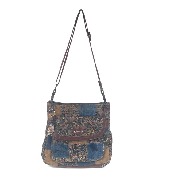 Sakroots Patchwork Artist Circle Flap Crossbody Bag Sienna Desert Owl Boho FLAW - Picture 2 of 11